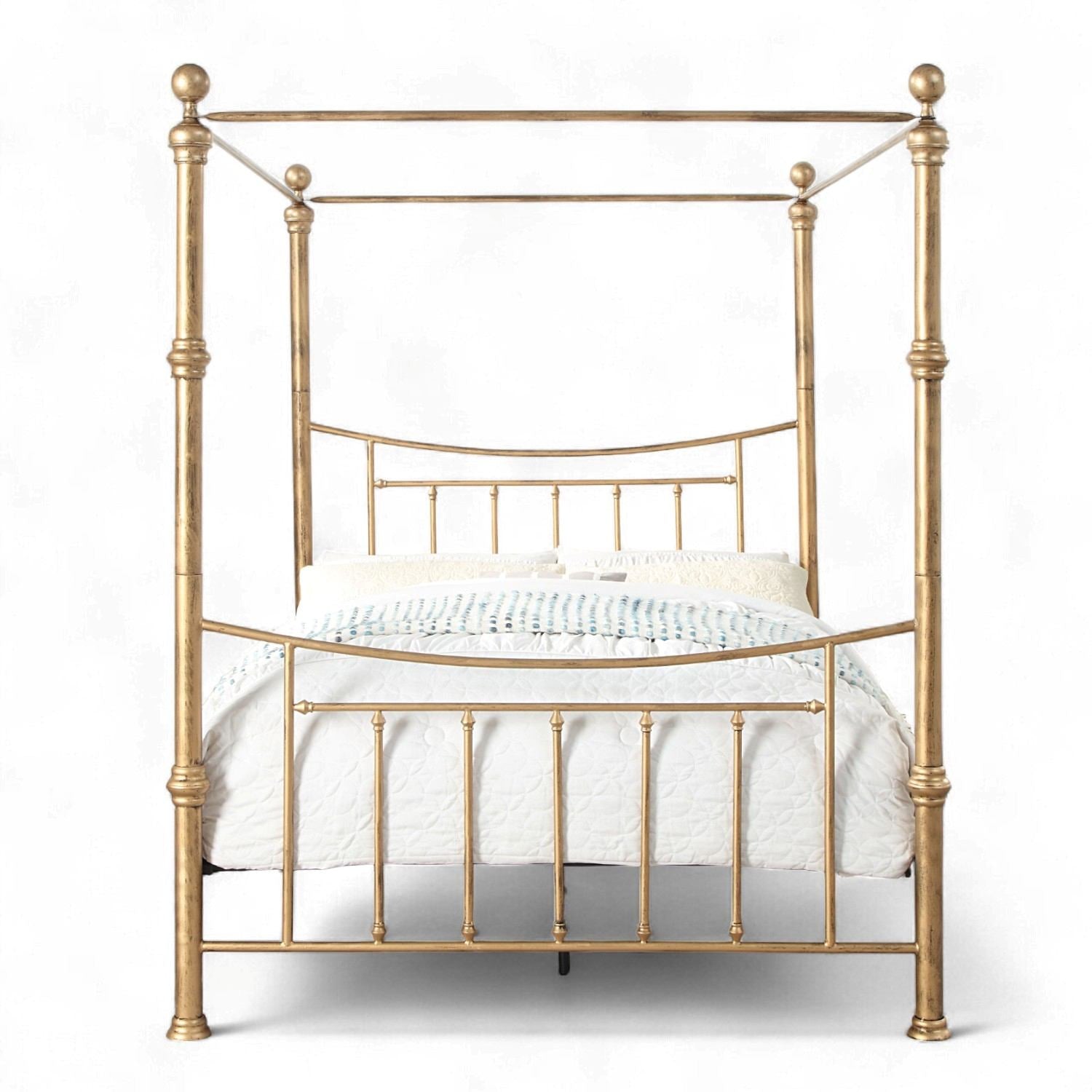 Westminster Antique Brass Effect Traditional 4 Poster Metal Bed Frame 