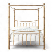 Westminster Antique Brass Effect Traditional 4 Poster Metal Bed Frame 