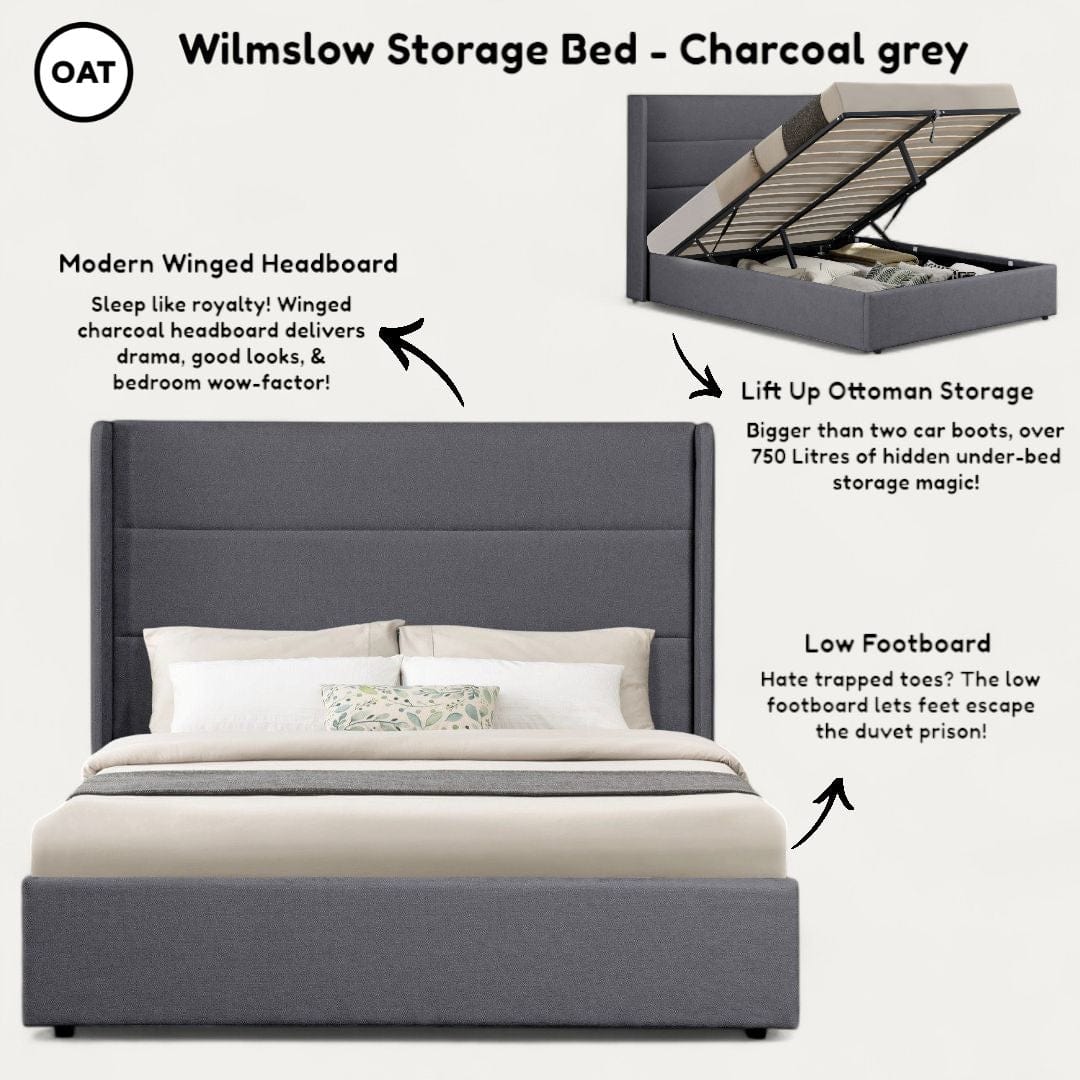 Wilmslow Upholstered Winged Ottoman Storage Bed 