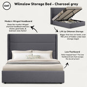 Wilmslow Upholstered Winged Ottoman Storage Bed 