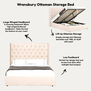 Wrenbury Upholstered Winged Ottoman Storage Bed