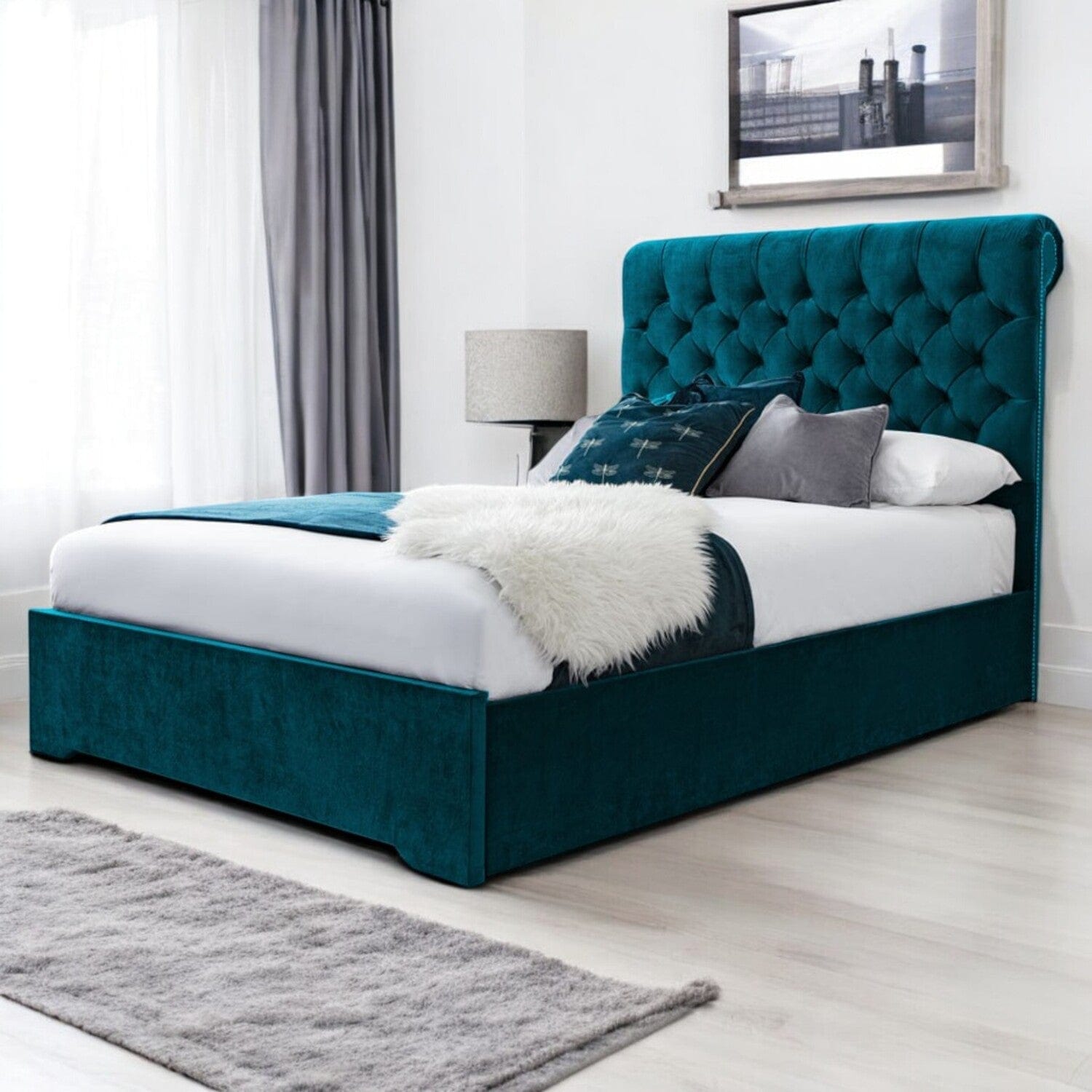 Abersoch Chesterfield Sleigh Upholstered Bed Frame