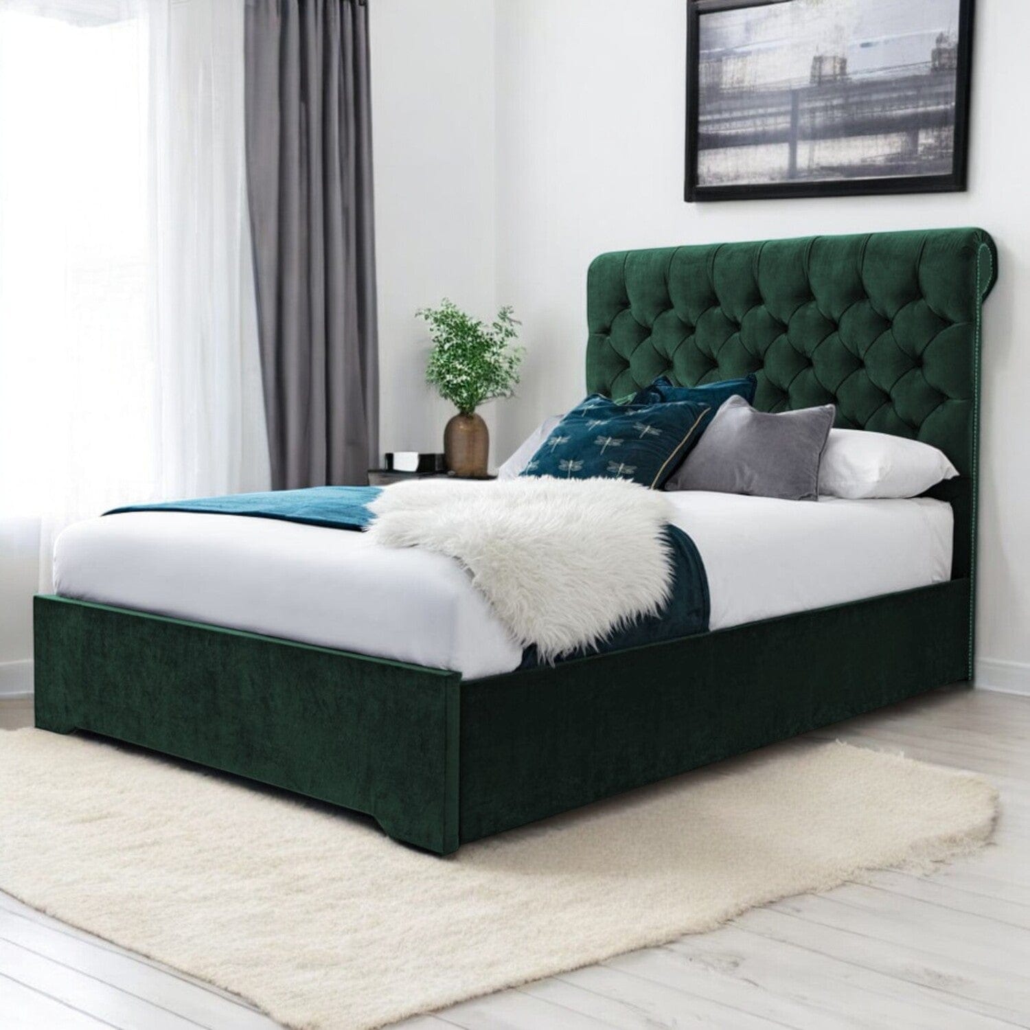 Abersoch Chesterfield Sleigh Upholstered Bed Frame