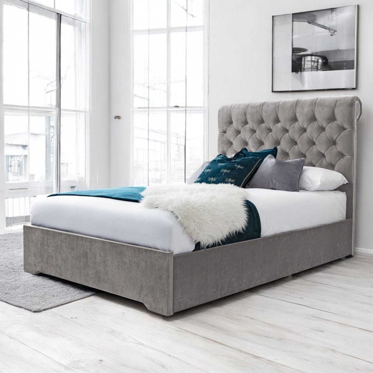 Abersoch Chesterfield Sleigh Upholstered Bed Frame