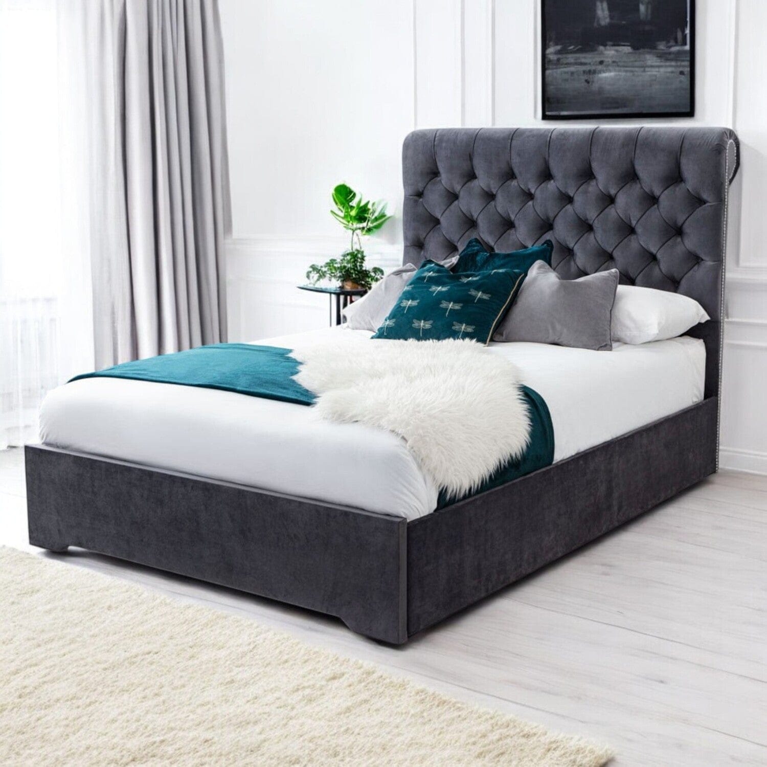 Abersoch Chesterfield Sleigh Upholstered Bed Frame