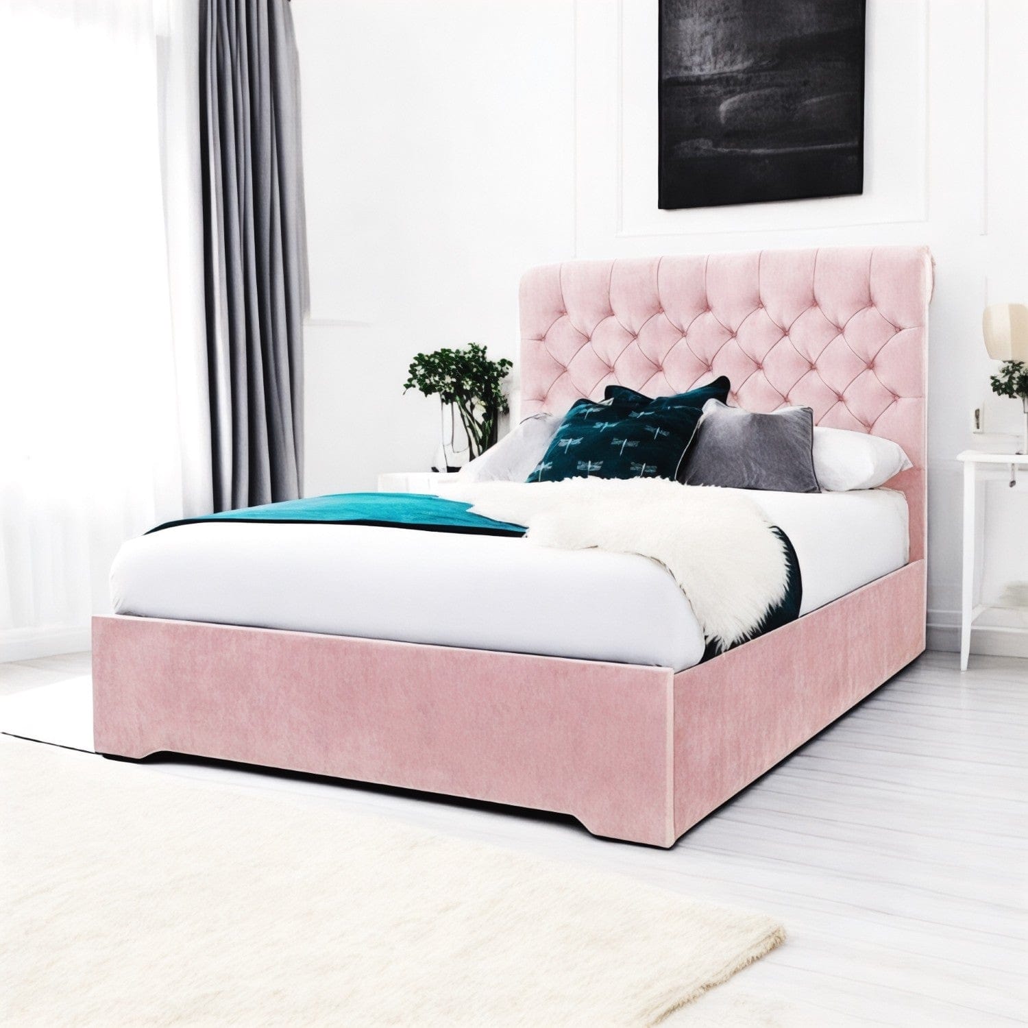  Slatted Base Abersoch Chesterfield Sleigh Upholstered Bed Frame
