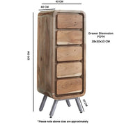 Adare Tall Wooden Chest of 5 Drawers - OAT Home