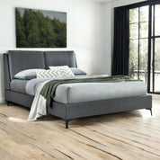 Charcoal / Double 4ft6 - 135x190cm Alsager Cushion Pillowback Upholstered Bed Frame