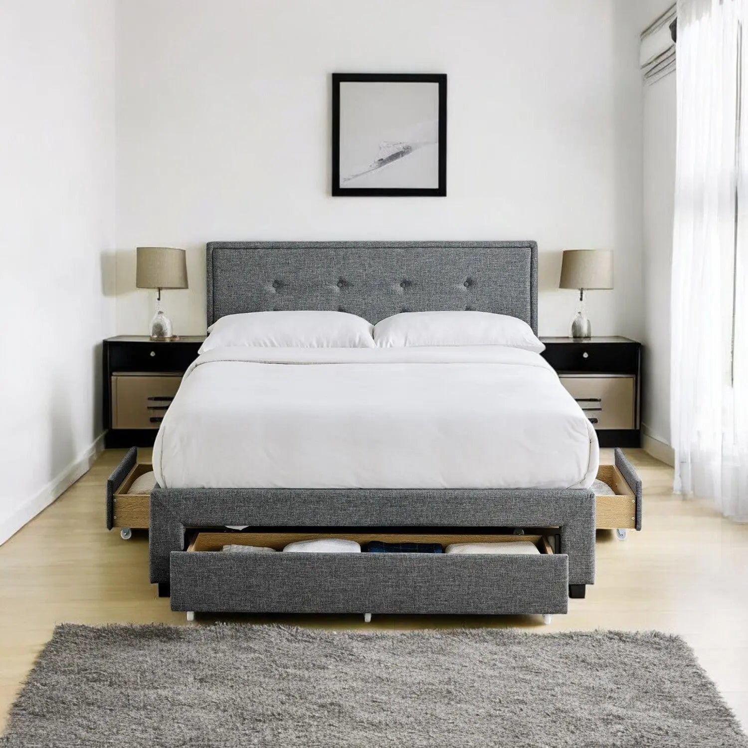 Astbury Fabric Upholstered Drawer Storage Bed Frame