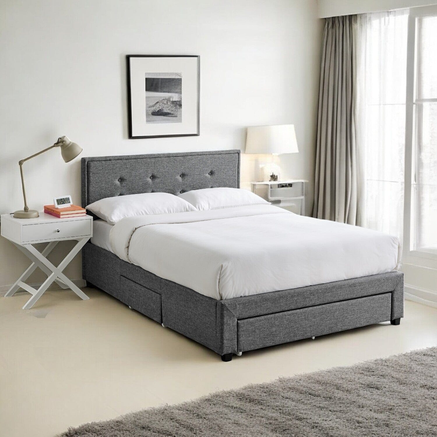  Double 4ft6 - 135x190cm Astbury Fabric Upholstered Drawer Storage Bed Frame