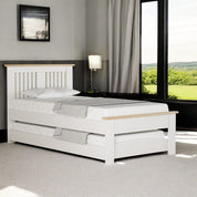 White & Oak Finish Aviemore Wooden Guest Bed with Trundle