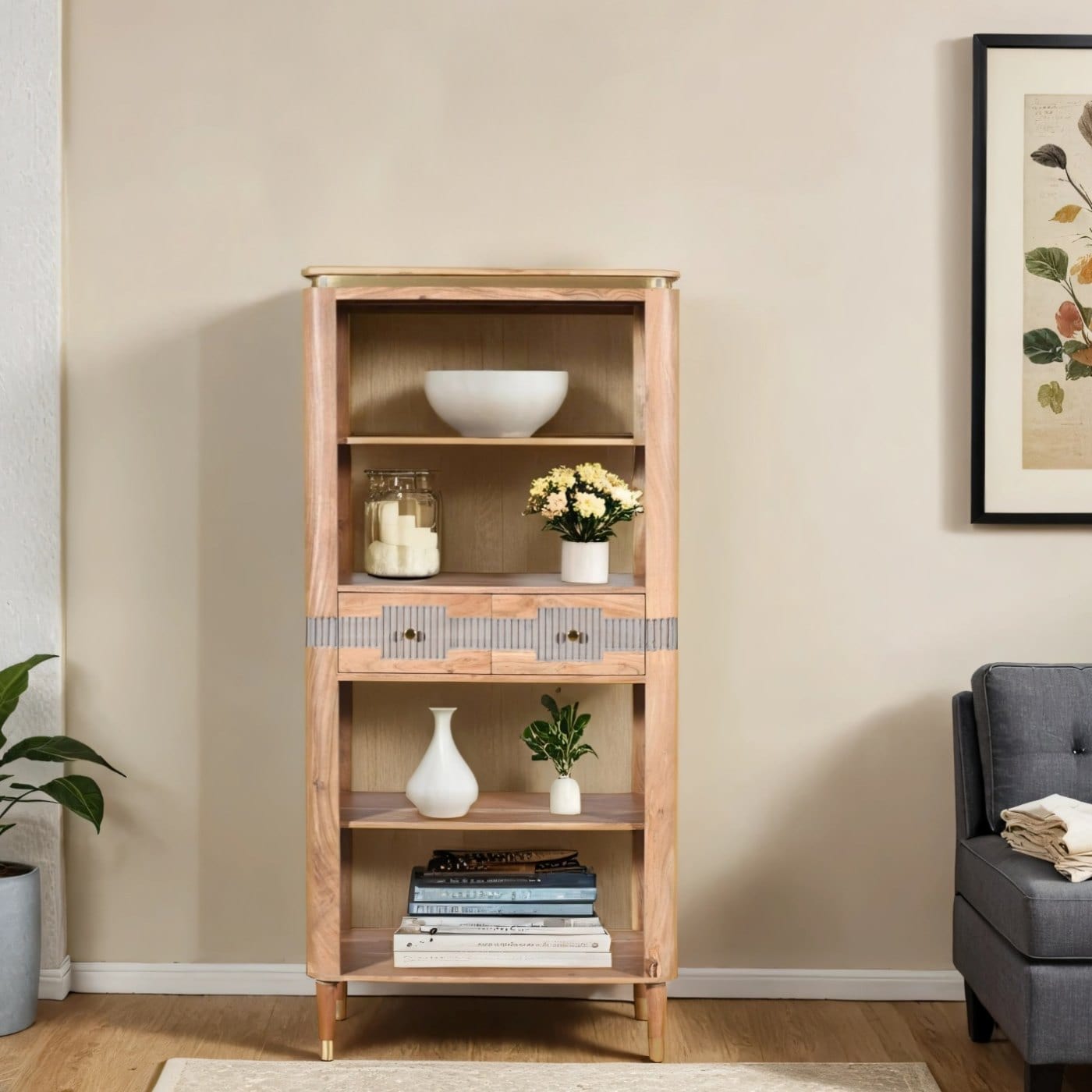 Blarney 2 Drawer Wooden Bookcase