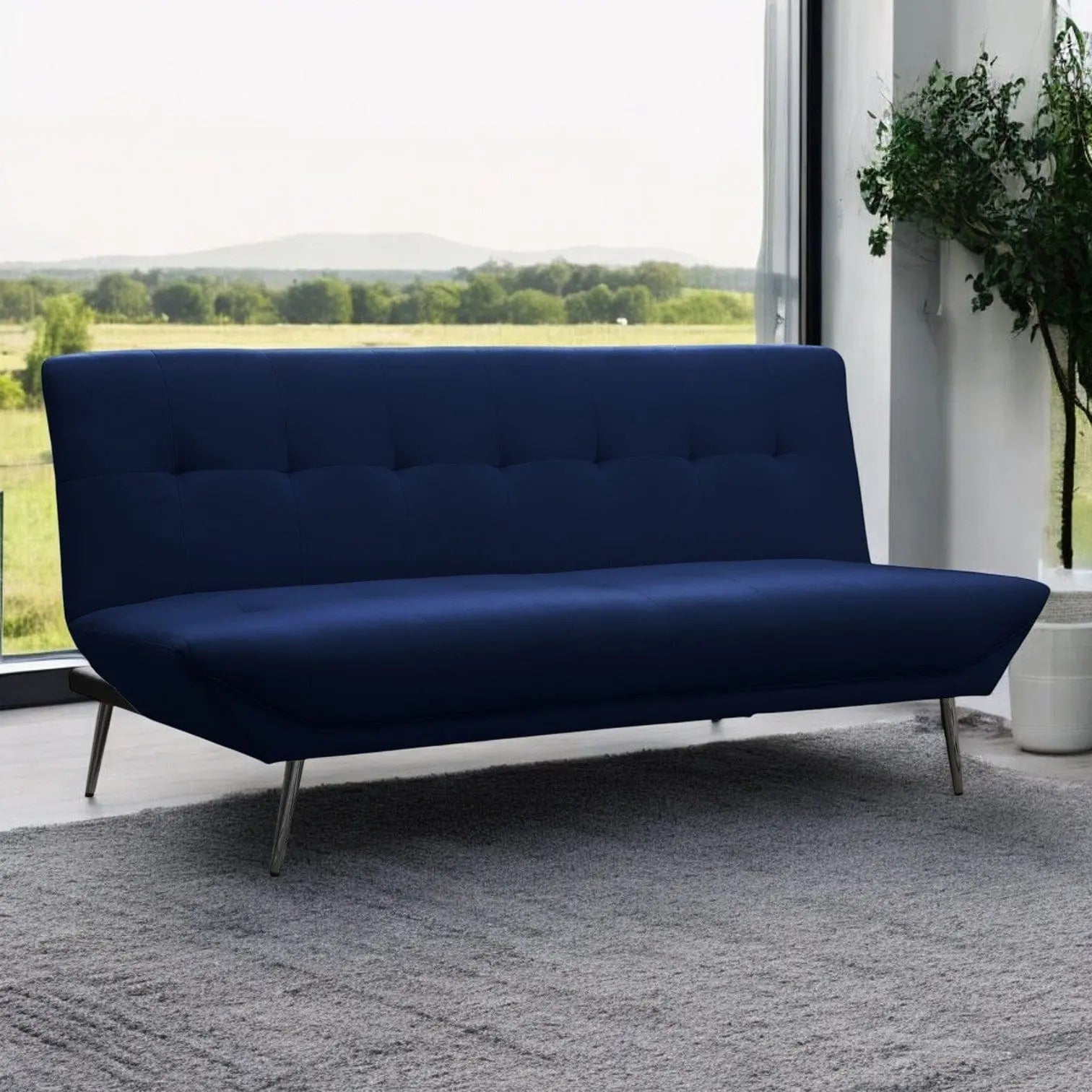 Navy Blue Bodmin Fabric Upholstered Sofa Bed