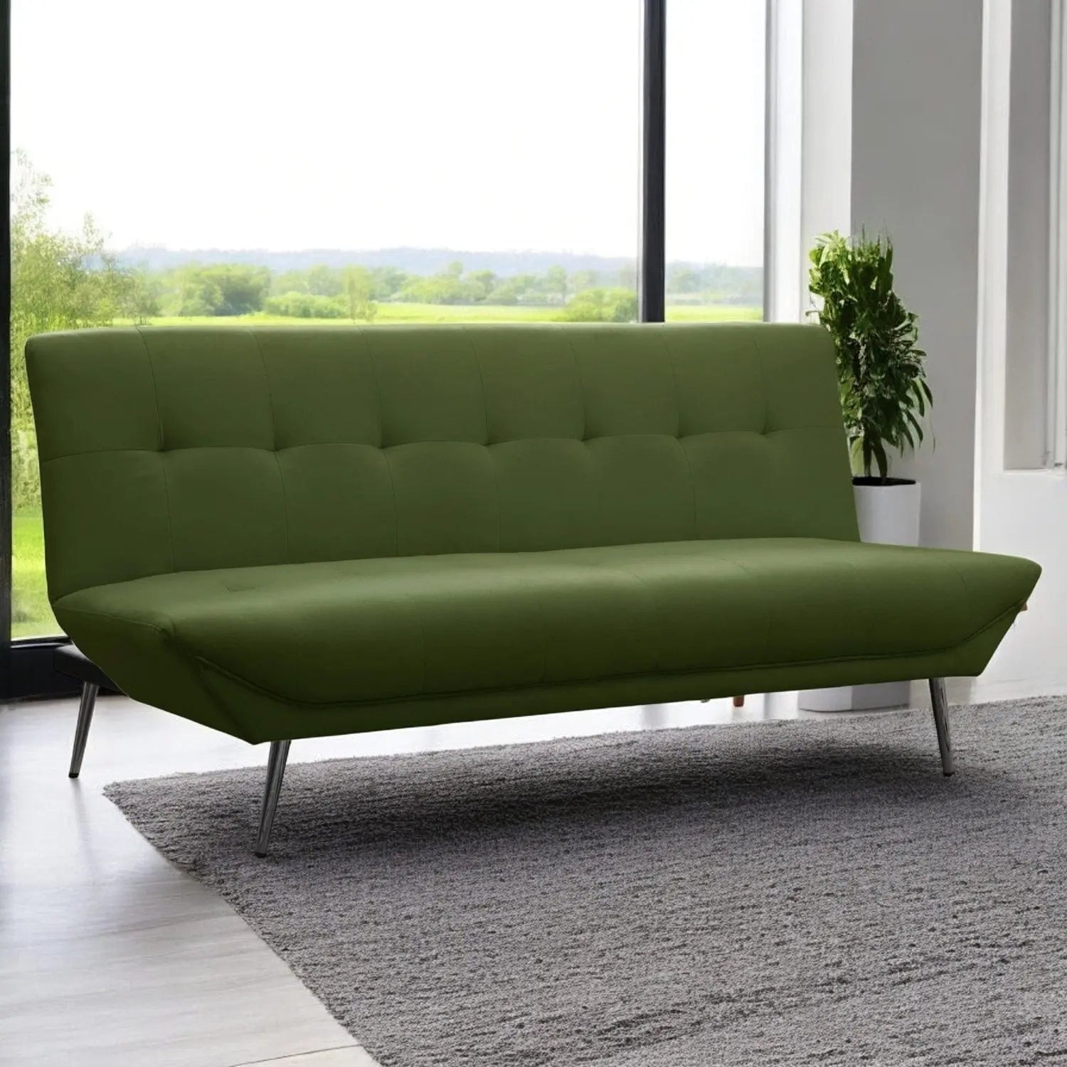 Olive Green Bodmin Fabric Upholstered Sofa Bed