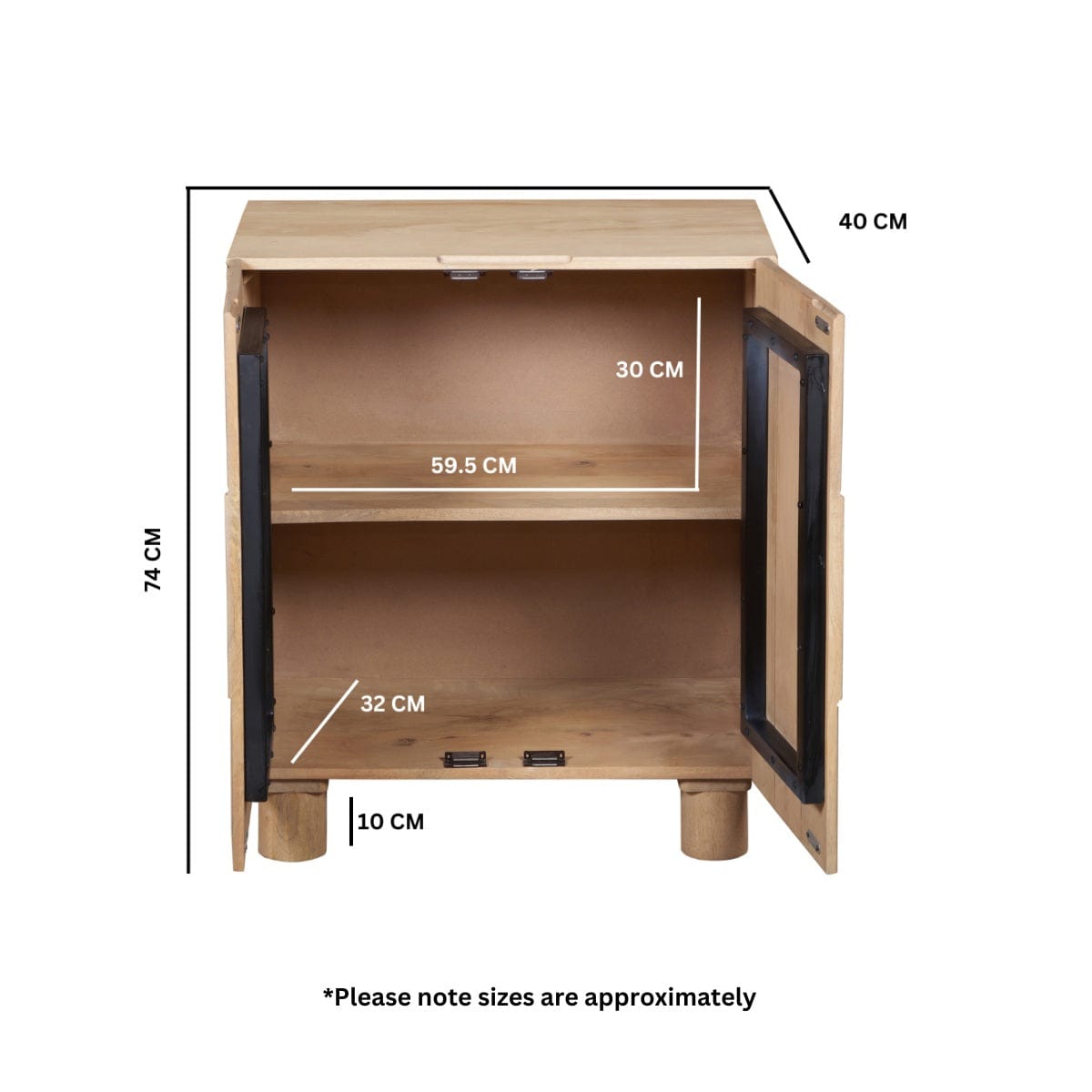 Cashel Wooden Large Bedside Table