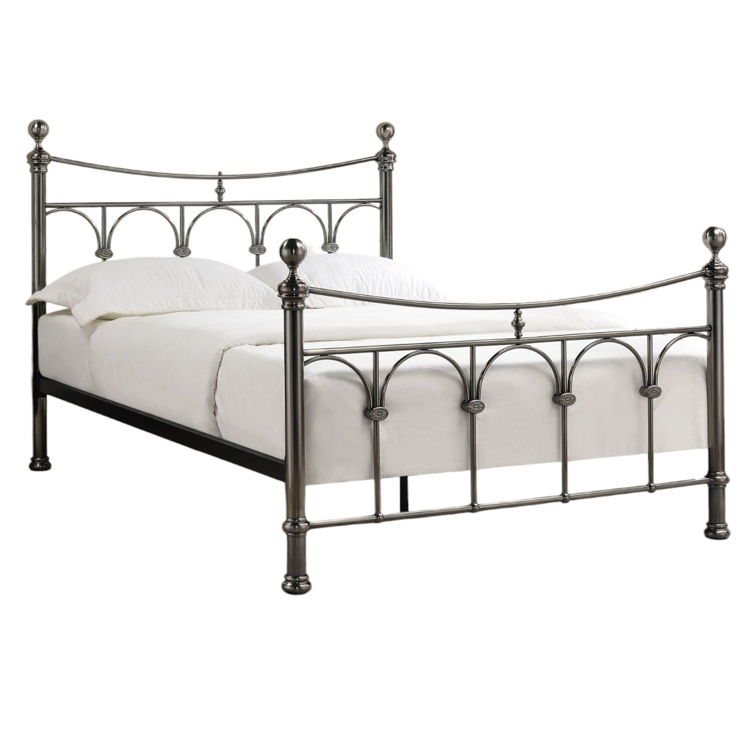 Chelsea Polished Antique Black Nickel Metal Bed Frame