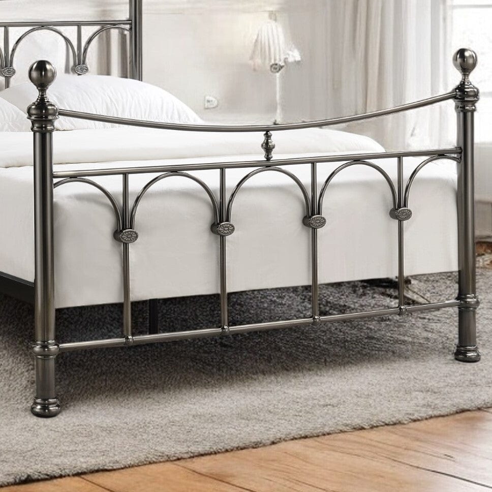Chelsea Polished Antique Black Nickel Metal Bed Frame