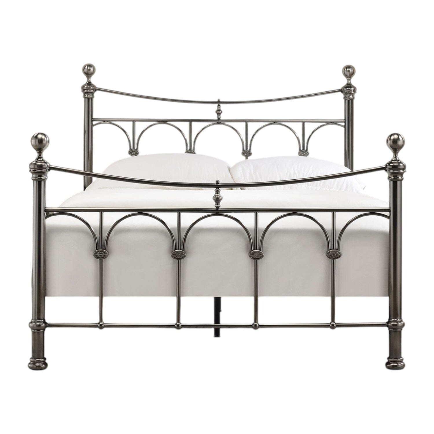 Chelsea Polished Antique Black Nickel Metal Bed Frame