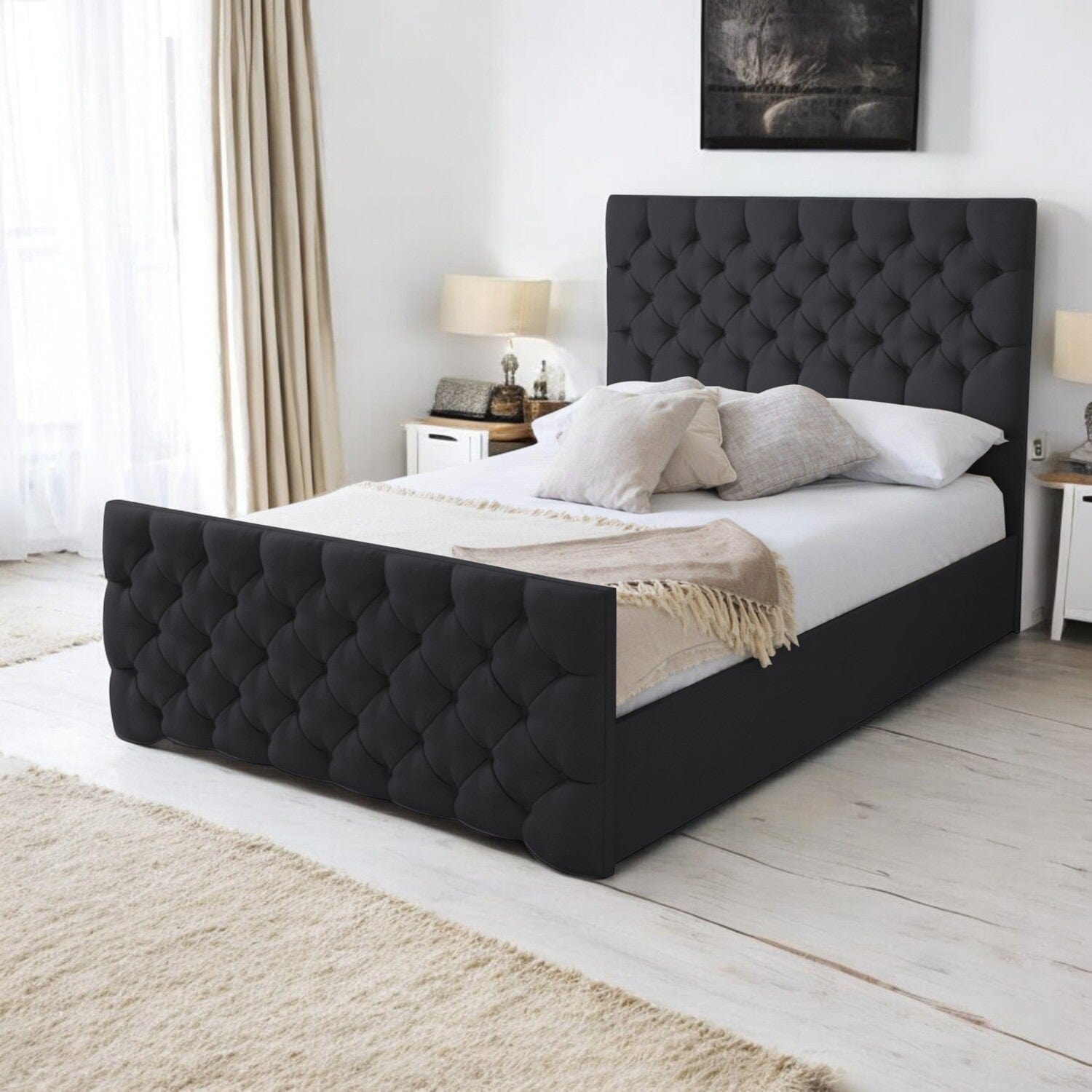 Conwy Tufted Button Headboard Fabric Upholstered Bed Frame