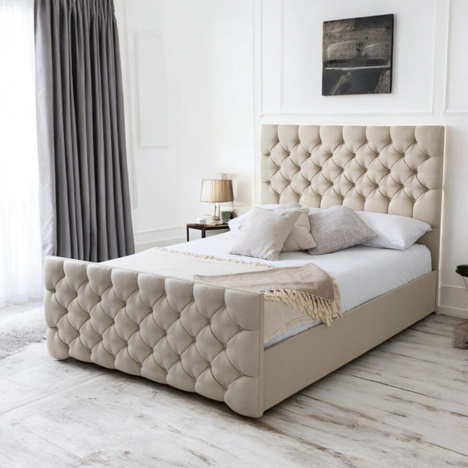 Conwy Tufted Button Headboard Fabric Upholstered Bed Frame