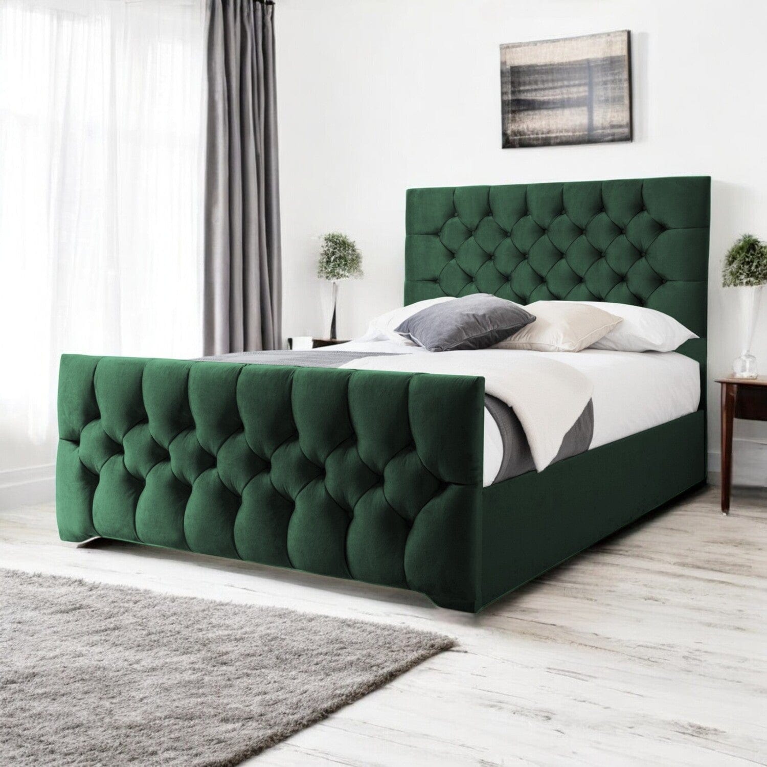 Conwy Tufted Button Headboard Fabric Upholstered Bed Frame