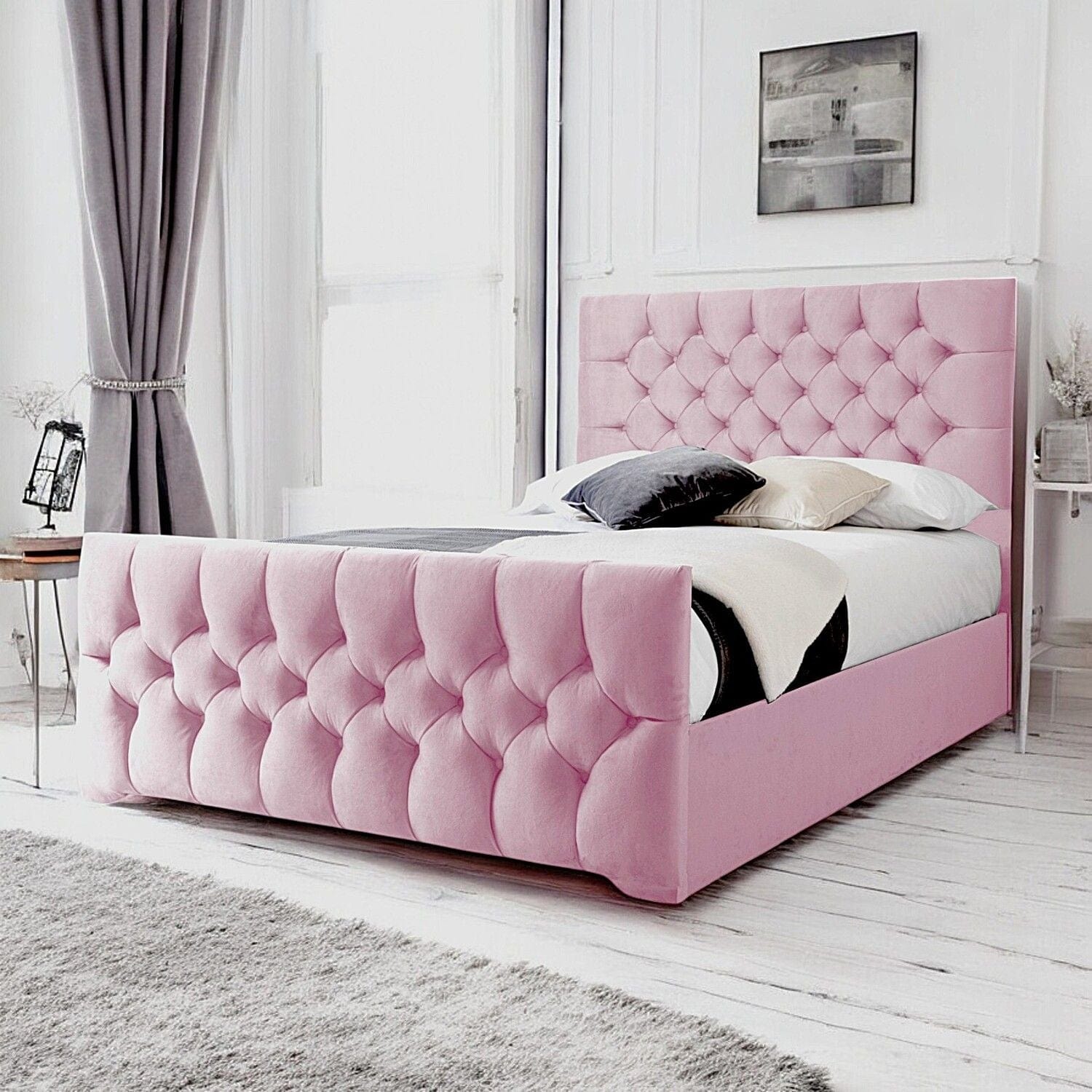 Conwy Tufted Button Headboard Fabric Upholstered Bed Frame
