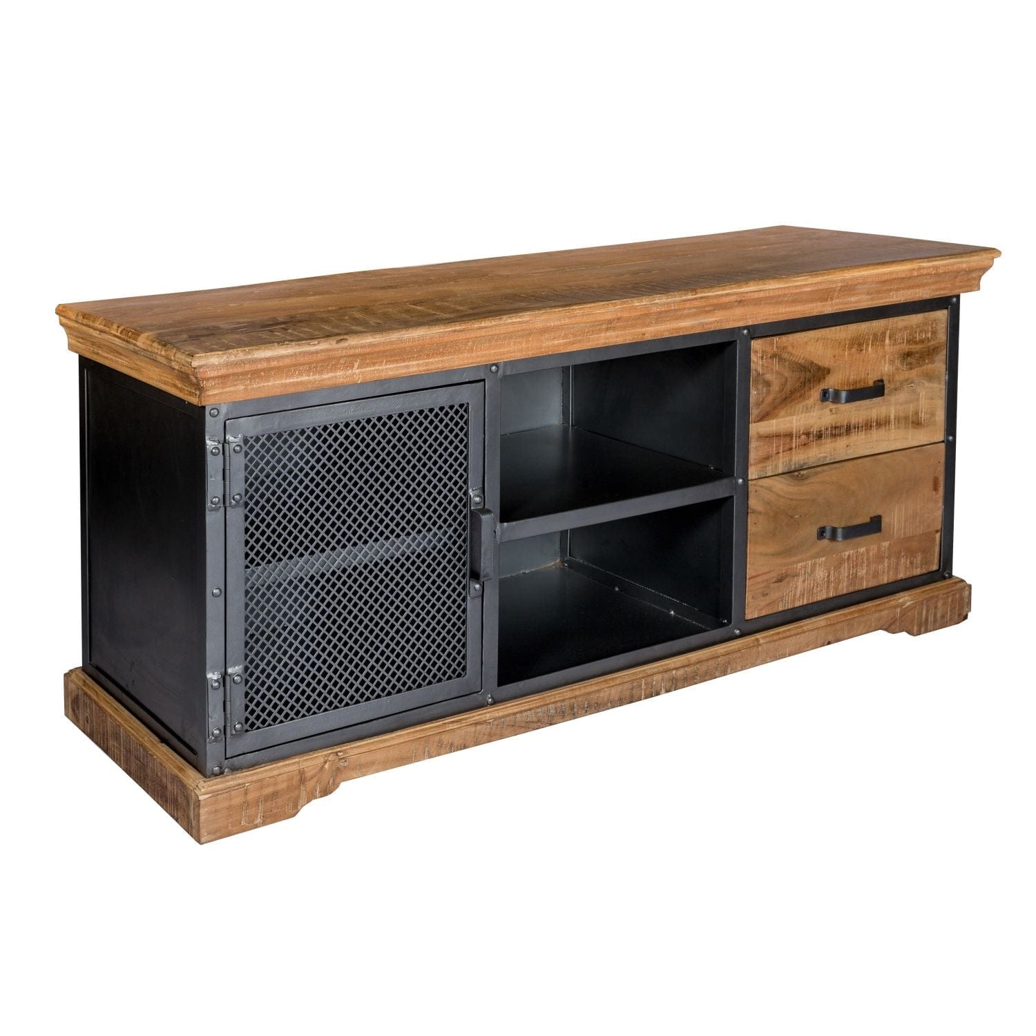 Cork 140cm Industrial Metal & Wood TV Media Unit