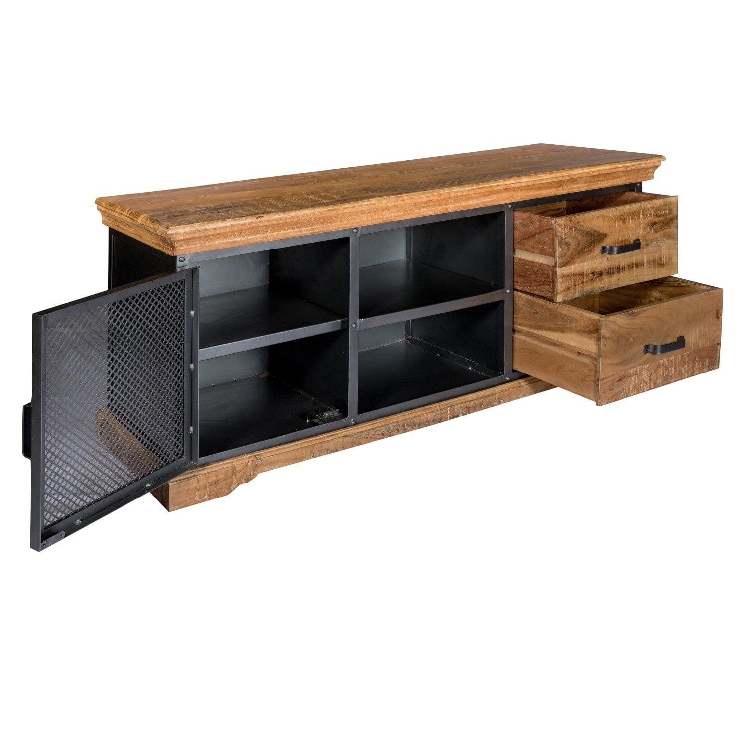 Cork 140cm Industrial Metal & Wood TV Media Unit