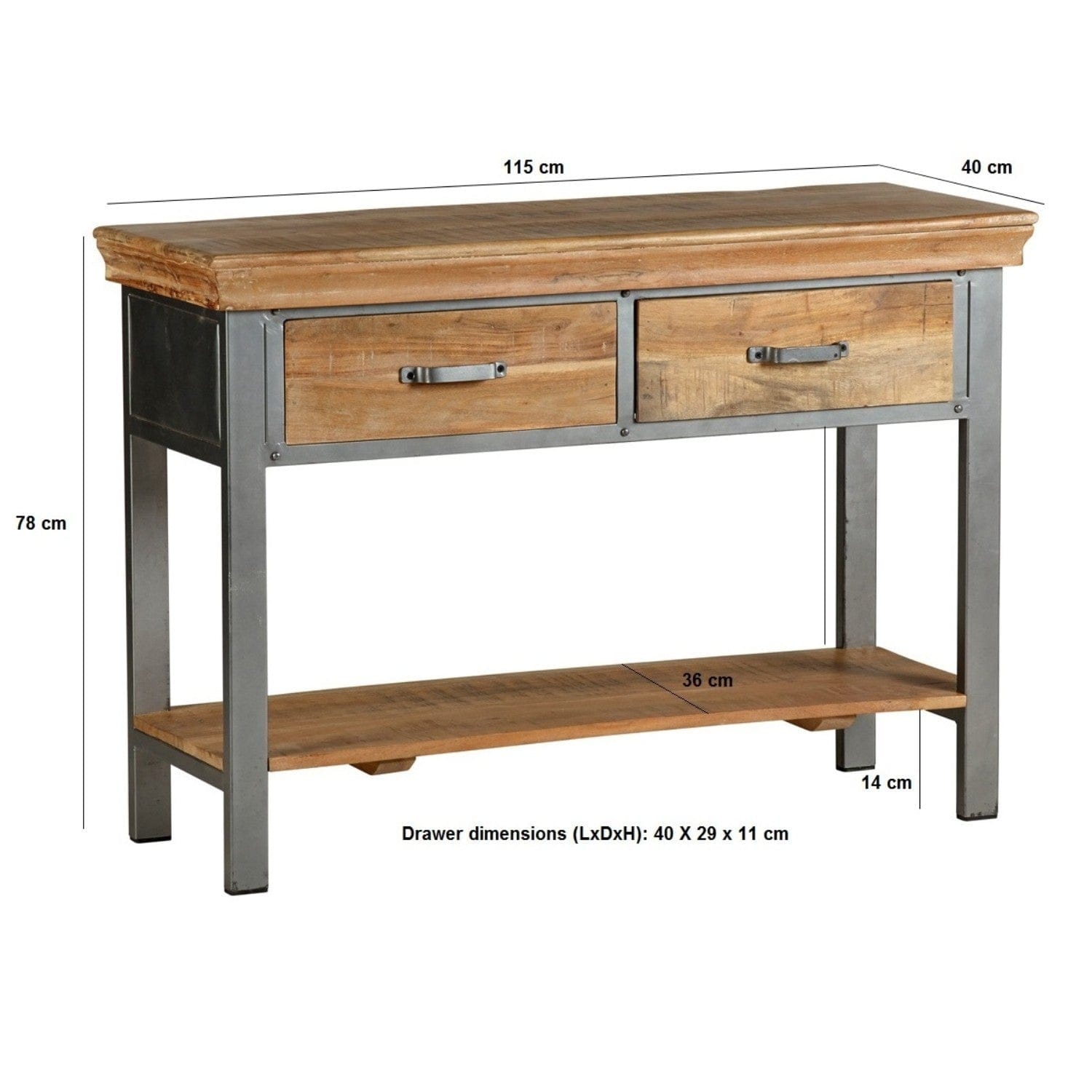 Cork Wooden 2 Drawer Console Table