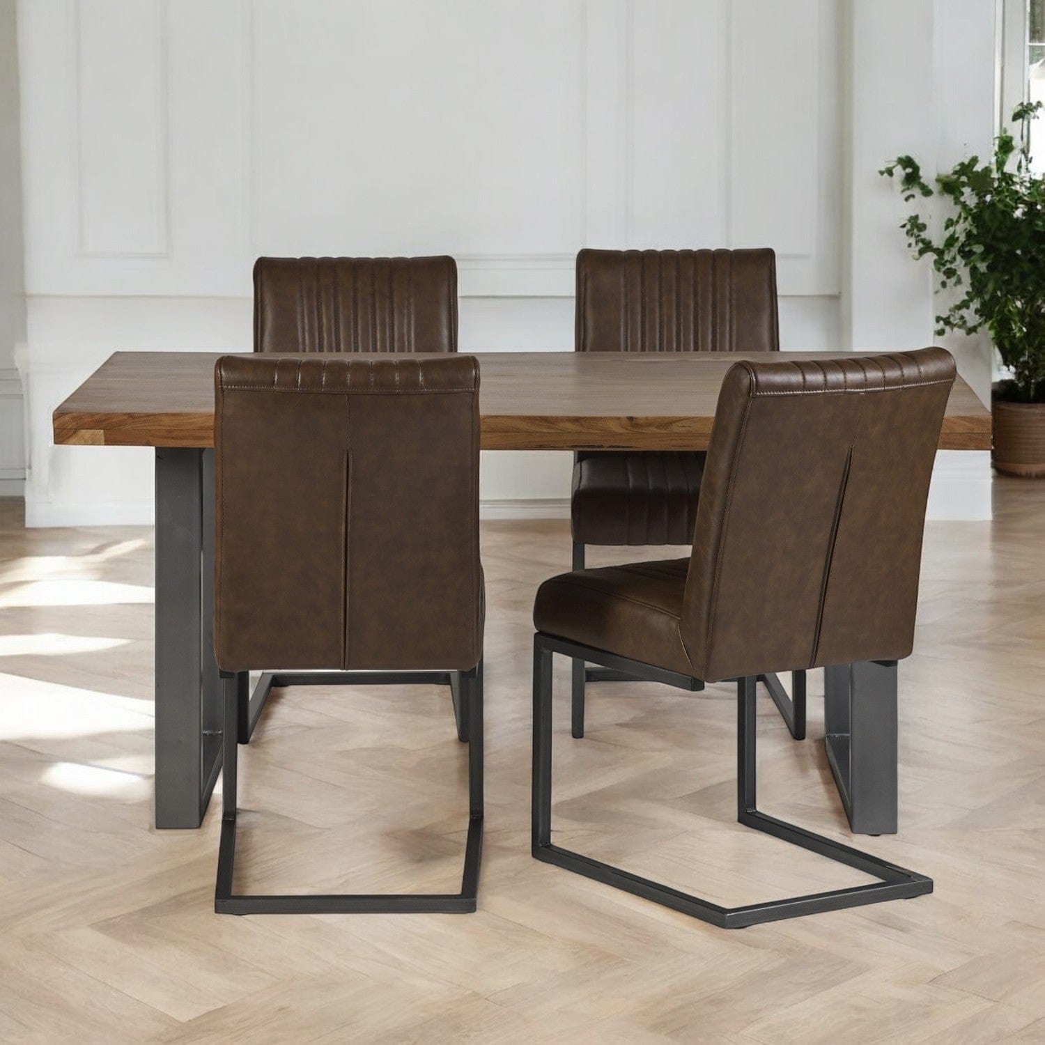 Cork Wooden & Metal Legs Industrial 160cm Dining Table