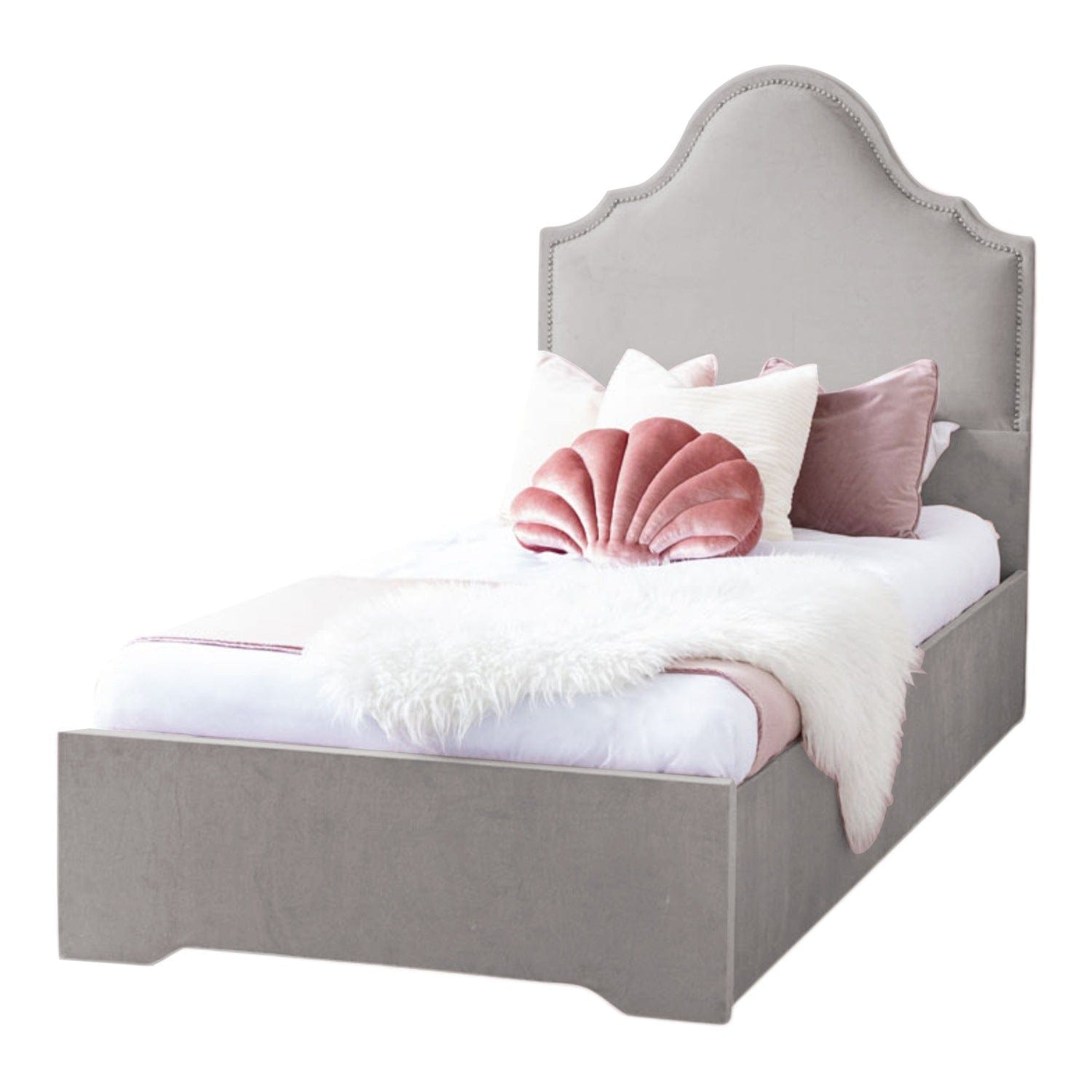 Crown Velvet Upholstered Single Bed Frame