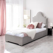 Dark Silver Velvet / Single 3ft - 90x190cm / Slatted Base Crown Velvet Upholstered Single Bed Frame