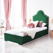 Forest Green Velvet / Single 3ft - 90x190cm / Slatted Base Crown Velvet Upholstered Single Bed Frame