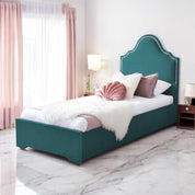 Teal Velvet / Single 3ft - 90x190cm / Slatted Base Crown Velvet Upholstered Single Bed Frame