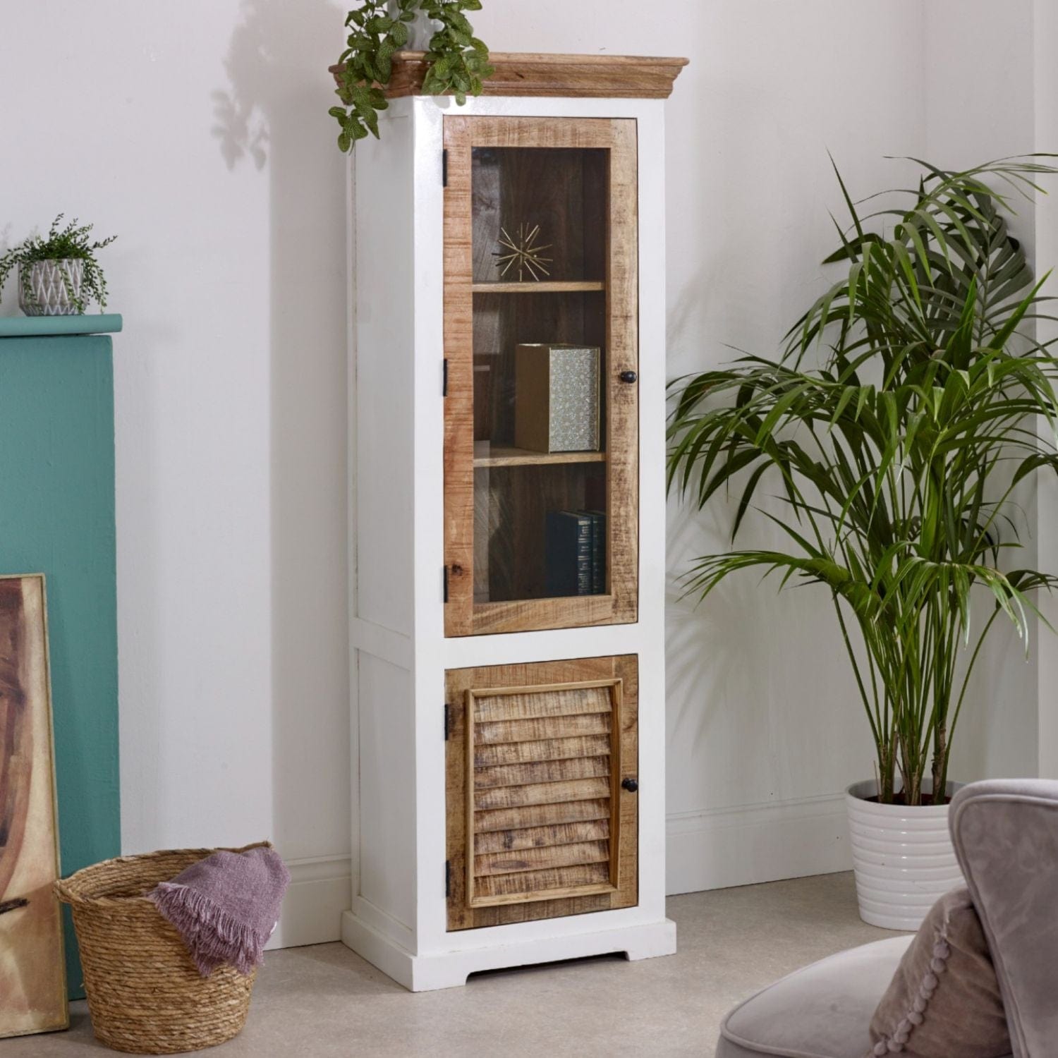 Doonbeg Narrow Wooden Cabinet Bookcase