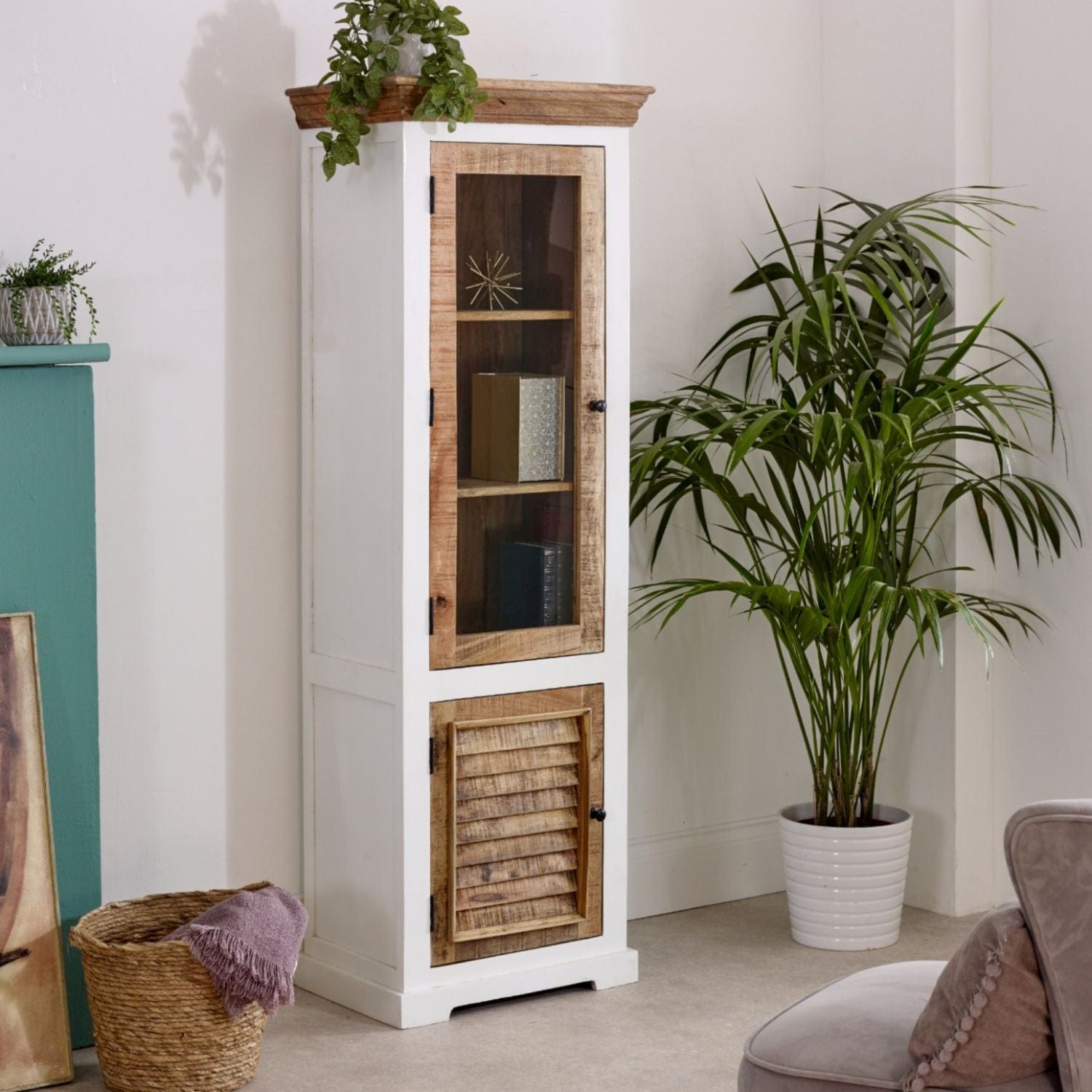 Doonbeg Narrow Wooden Cabinet Bookcase