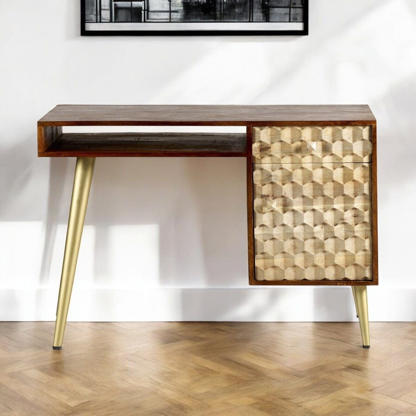 Ennis Wooden Desk with Gold Legs