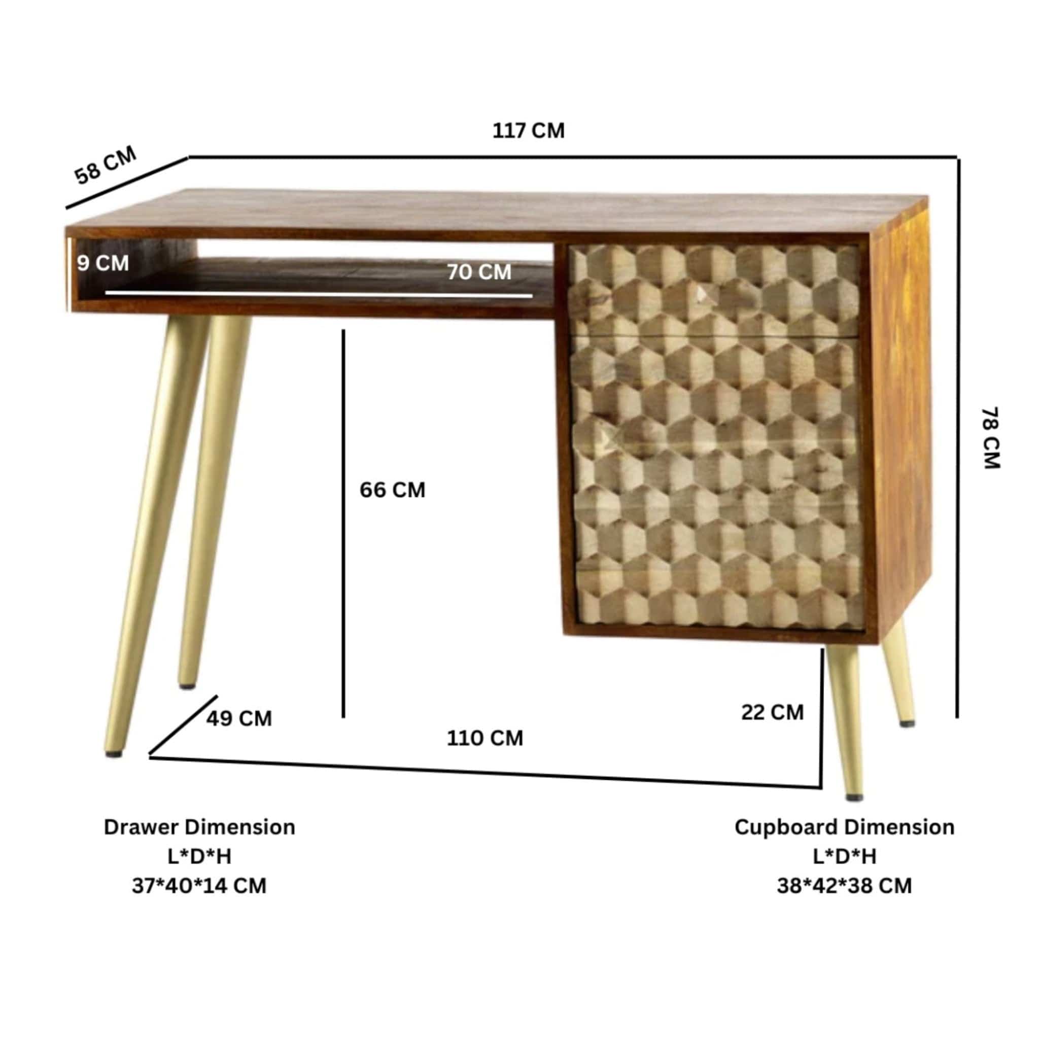 Ennis Wooden Desk with Gold Legs