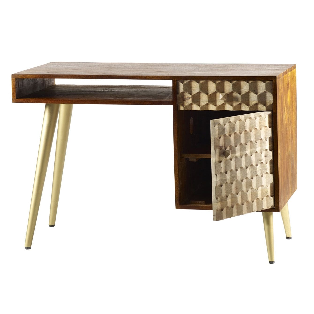 Ennis Wooden Desk with Gold Legs