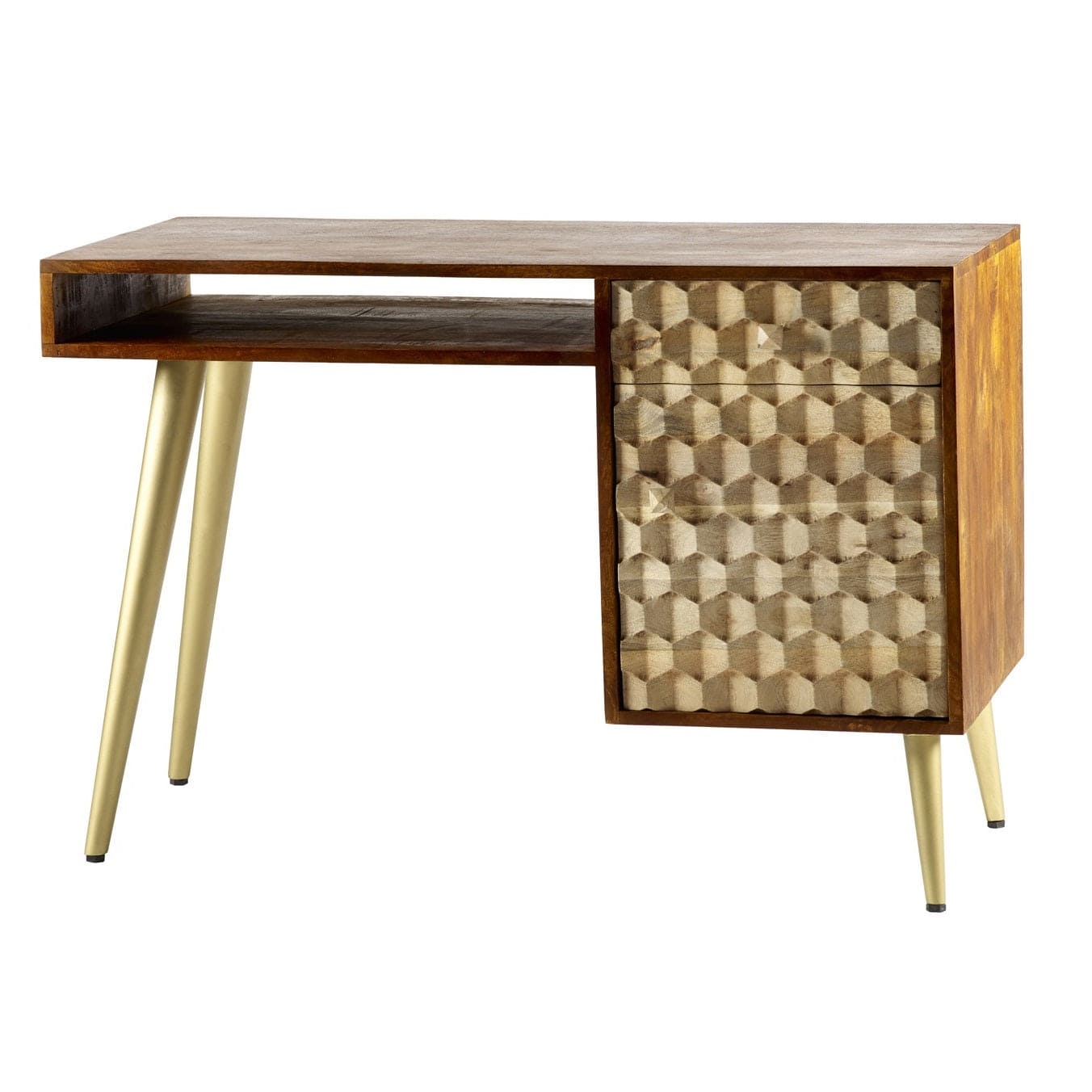 Ennis Wooden Desk with Gold Legs