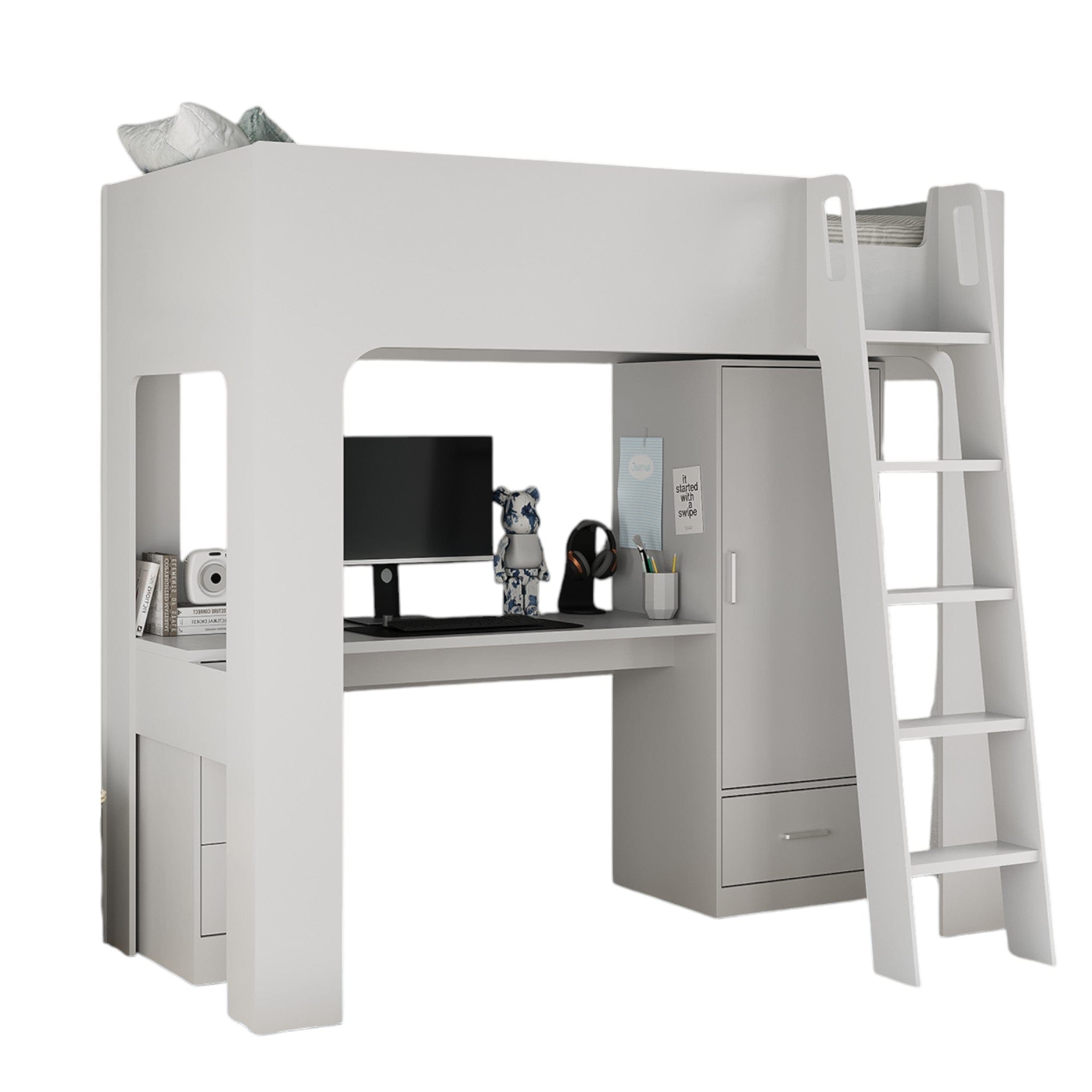 Eva High Sleeper Bed With Desk & Storage