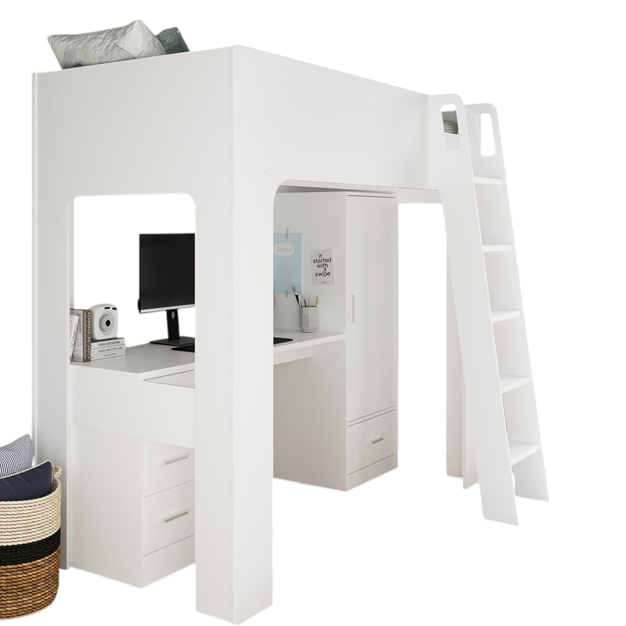 Eva High Sleeper Bed With Desk & Storage