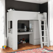 Grey Eva High Sleeper Bed With Desk & Storage