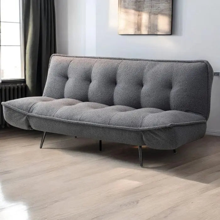 Grey Fowey Boucle Fabric Upholstered Sofa Bed