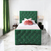 Freya Diamante Tufted Velvet Upholstered Single Bed Frame