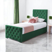 Freya Diamante Tufted Velvet Upholstered Single Bed Frame