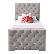 Freya Diamante Tufted Velvet Upholstered Single Bed Frame