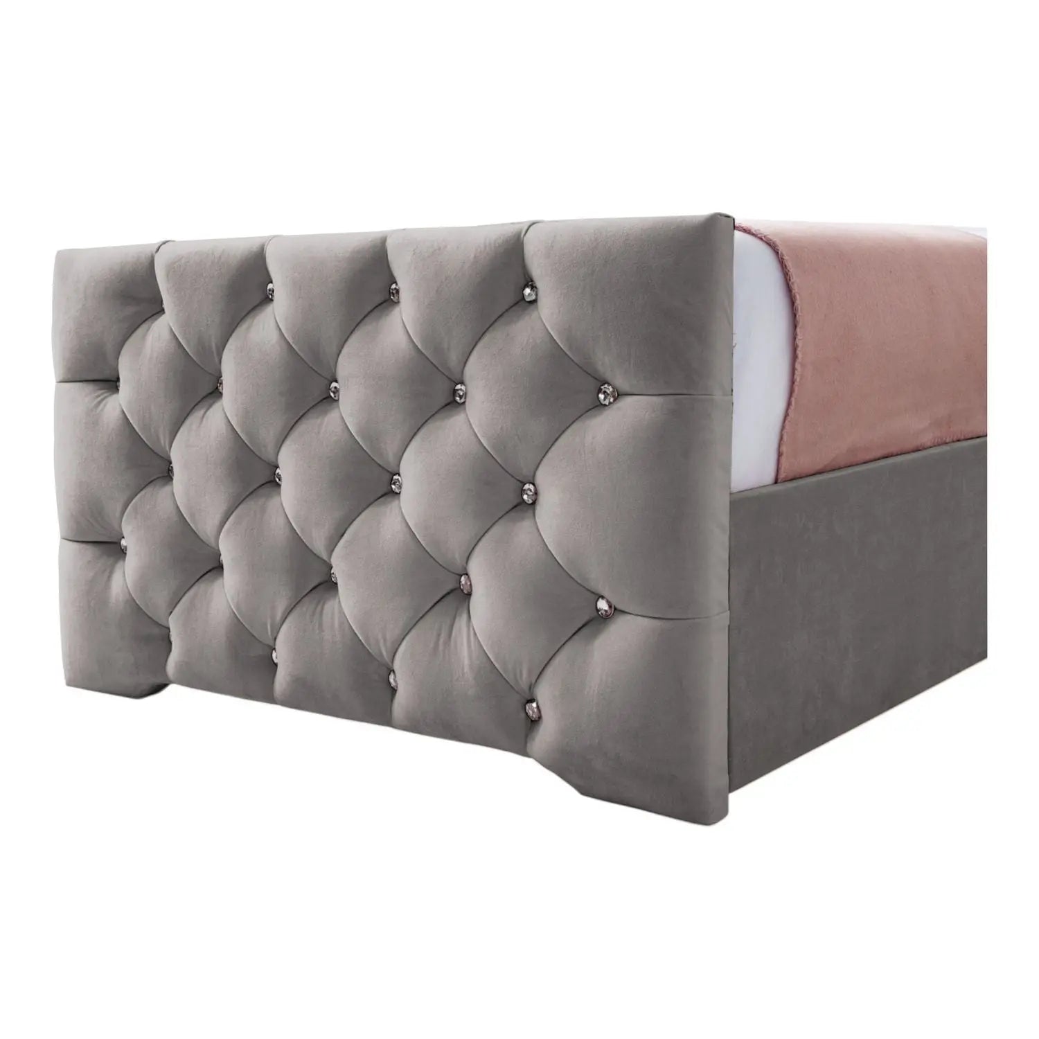 Freya Diamante Tufted Velvet Upholstered Single Bed Frame