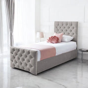 Freya Diamante Tufted Velvet Upholstered Single Bed Frame