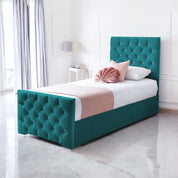 Freya Diamante Tufted Velvet Upholstered Single Bed Frame